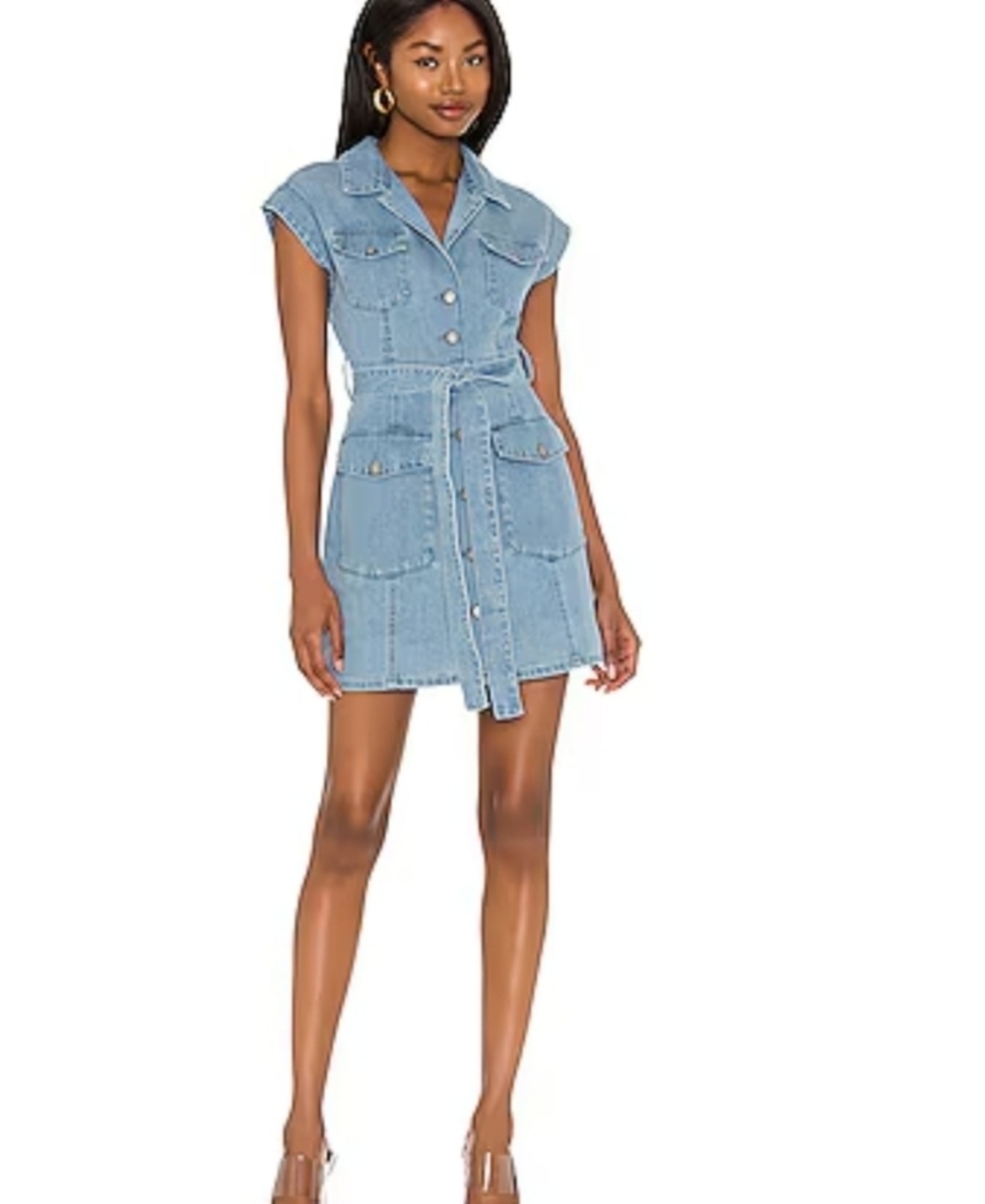 Boyish The Joe Denim Dress General Medium No Belt Cotton Flap Pockets Light Wash